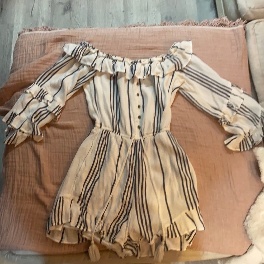 Ruffle off the shoulder romper